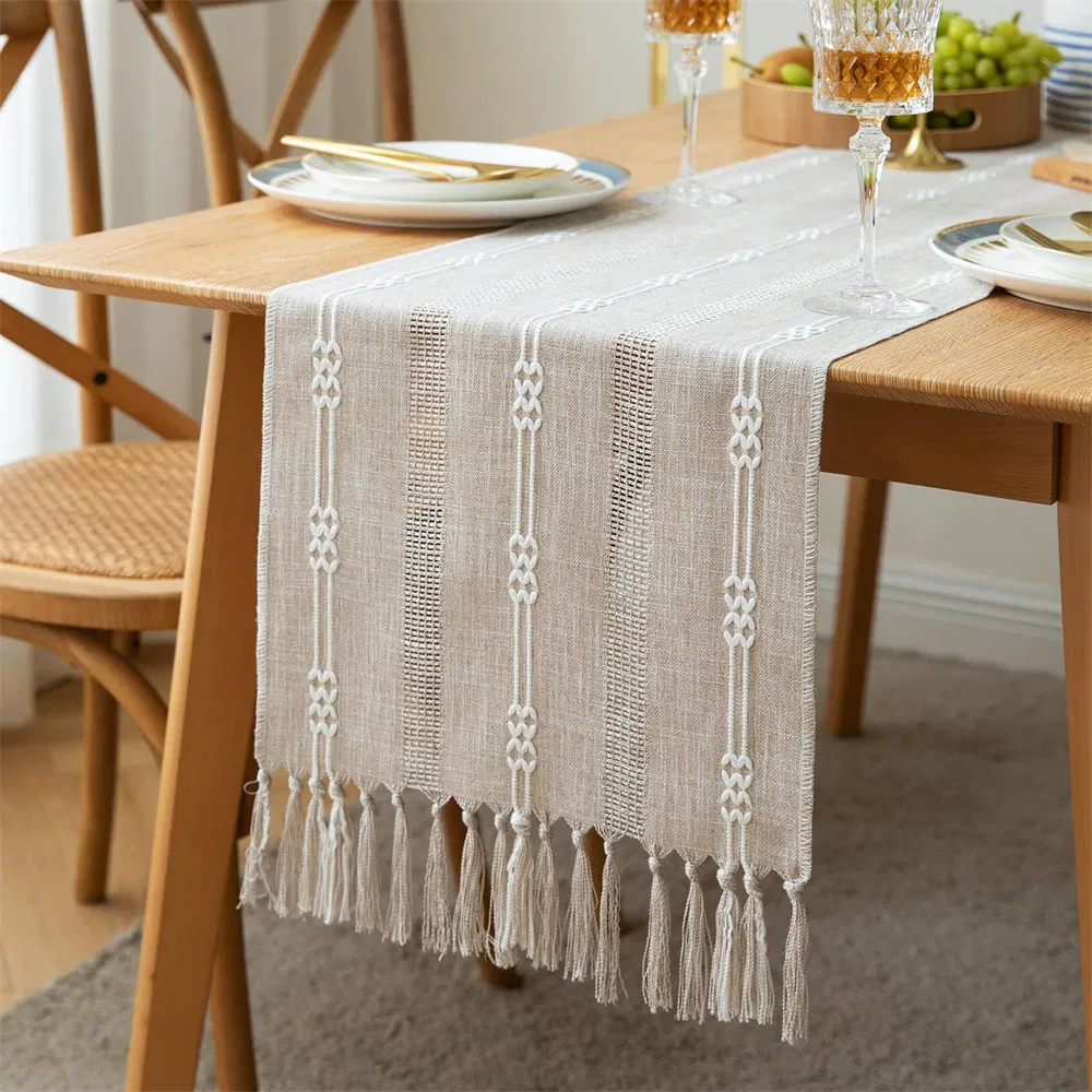 Custom Made Foreign Modern European Style Garden Coffee Stylish Simplicity Tassels Table Runners Flags 30X140cm