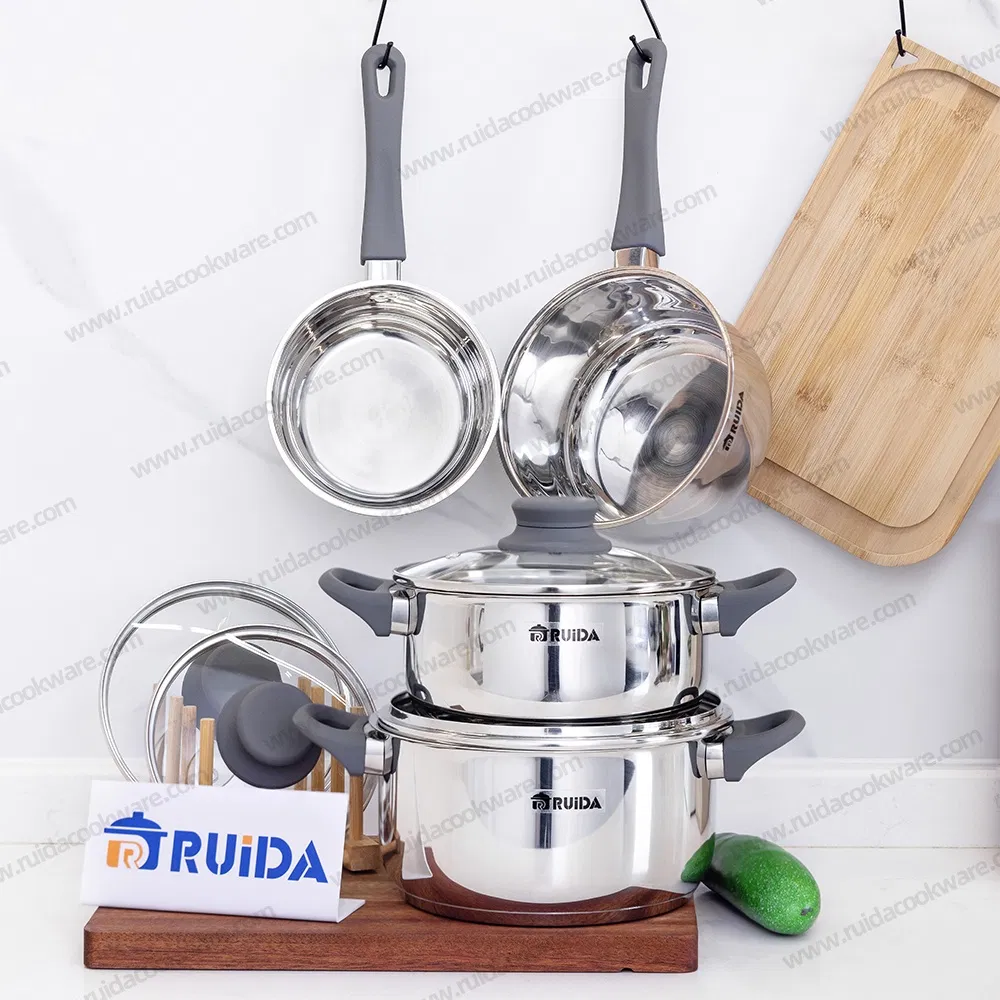 Wholesale Cookware Set Stainless Steel Cookware Set 8PCS with Silicone Handle