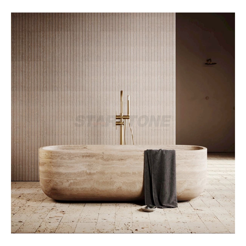 Starstone Stone Travertine Freestanding Tub Cheap Bathtub for Bathroom Decor