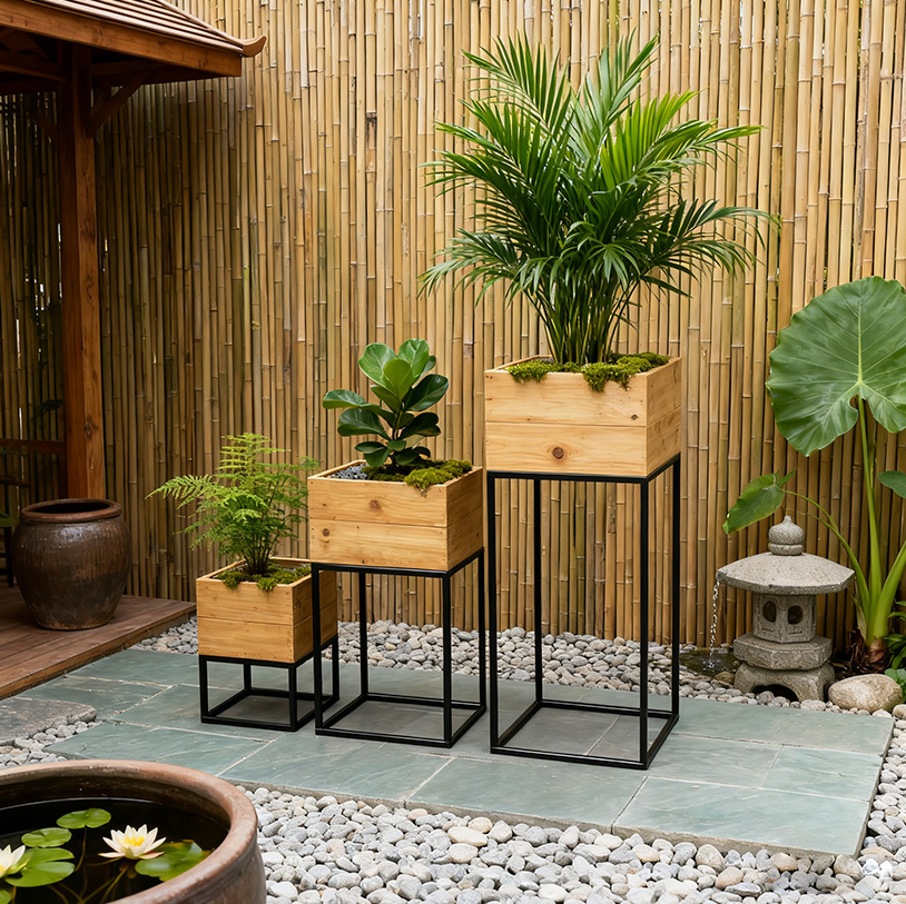 Set of 3 Corner Flower Stand Wood Potted Holder Rack Plant Shelf Plant Stand Indoor for Garden