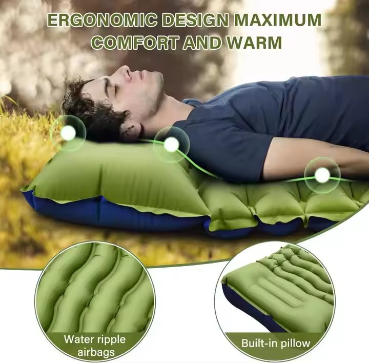 Ultralight Camping Mat Outdoor Backpacking Inflatable Air Mat Sleeping Pad Mattress with Pillow