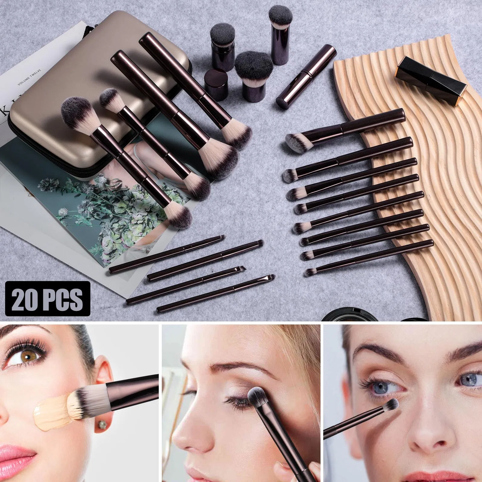 20 PCS Professional Makeup Brush Set with Travel Case