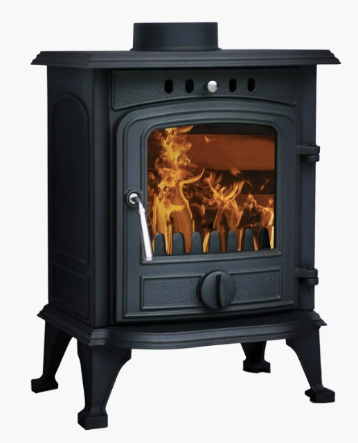 Compact Hybrid Cast Iron Wood Stove for Efficient Heating