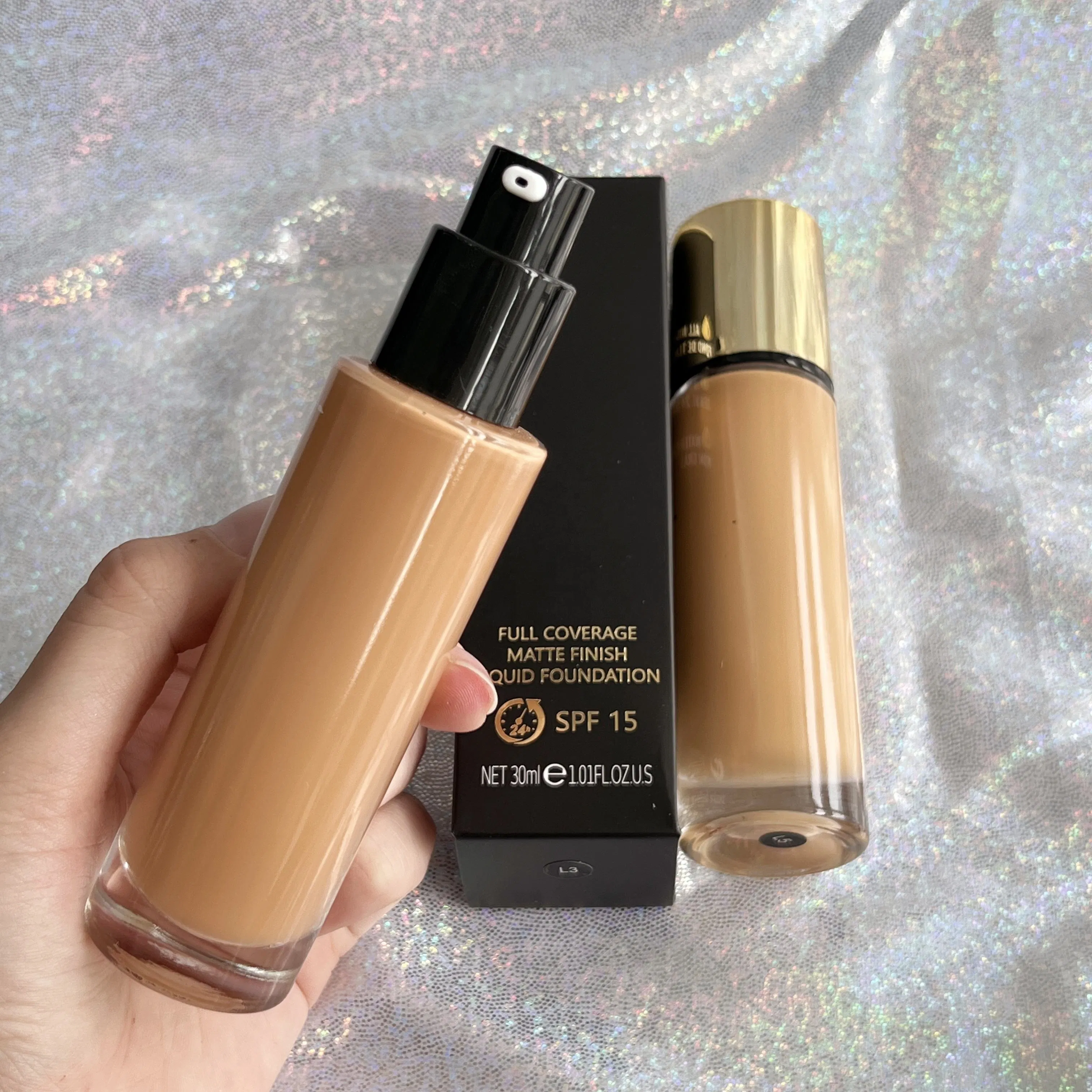 Your Own Brand Long-Lasting SPF 15 Full Coverage Matte Finish Liquid Foundation for High End Girl