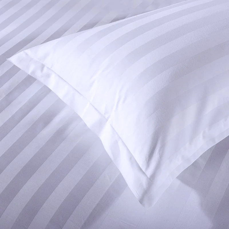 Wholesale Satin Linen Bed Sheet Cotton Luxury Stripe Hotel Bedding Set