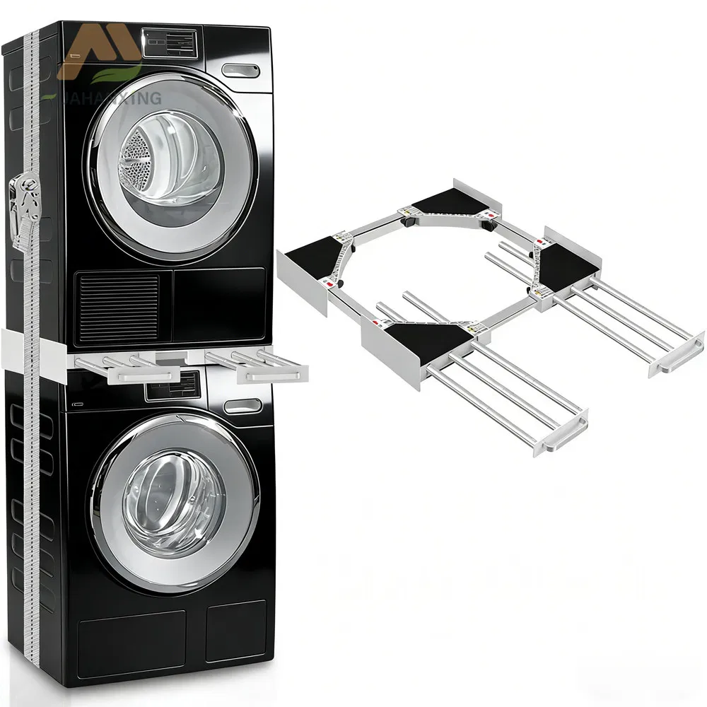 Adjustable Width Washing Machine and Dryer Connecting Frame for Customizable Appliance Fit