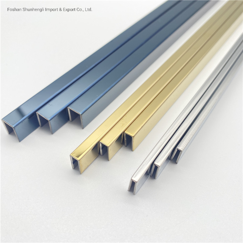 Furniture Mirror Trim Stainless Steel U Shape Profile Metal Tile Edge Trim