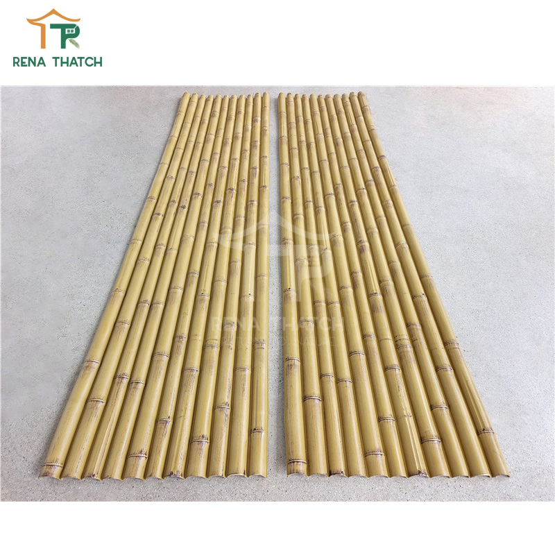 Long Lasting Outdoor Tiki Bar Artificial Bamboo Screen Synthetic Bamboo Pole Panels Roll Plastic Bamboo Wall