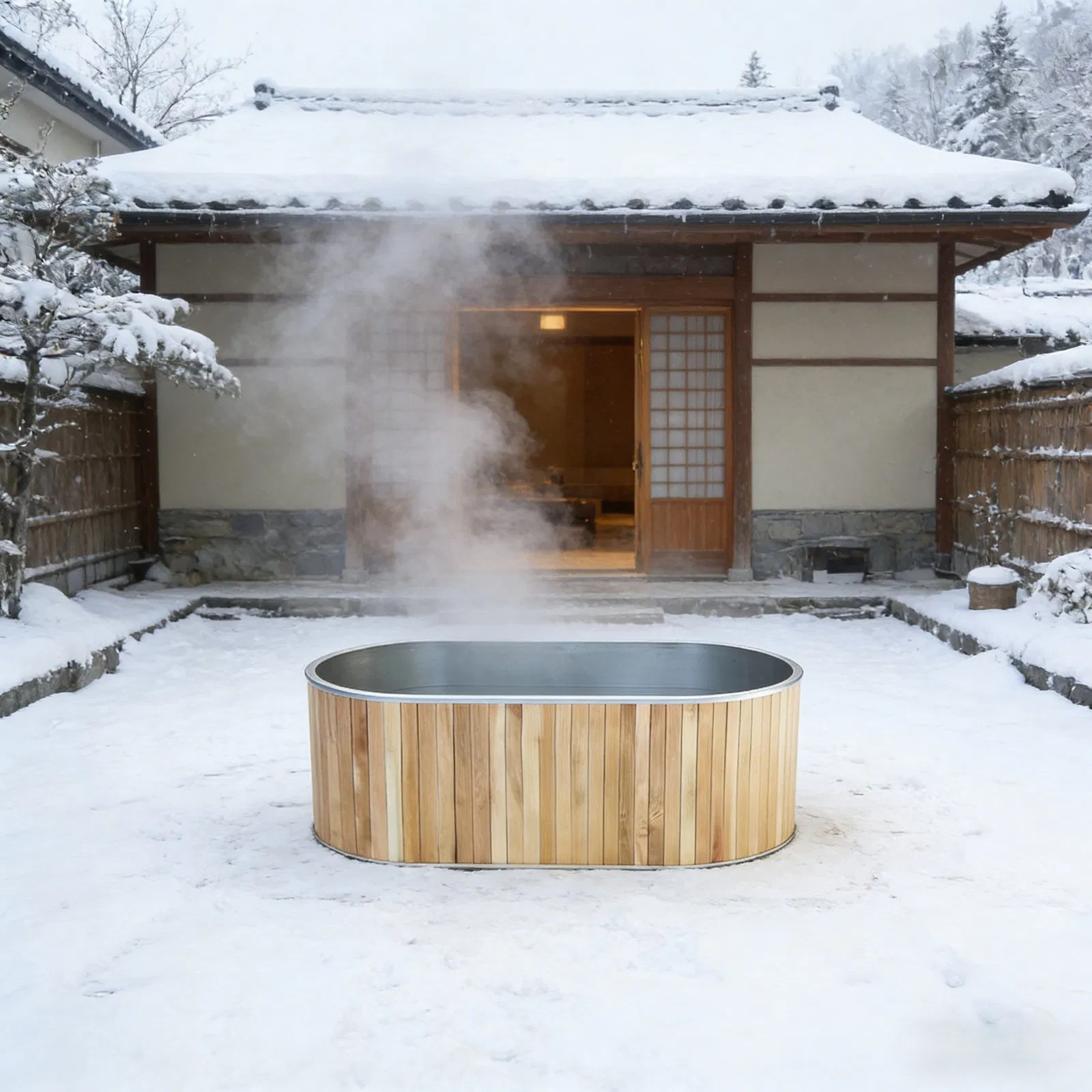 Кедровая ванна для ледяного купания с чиллером и фильтром