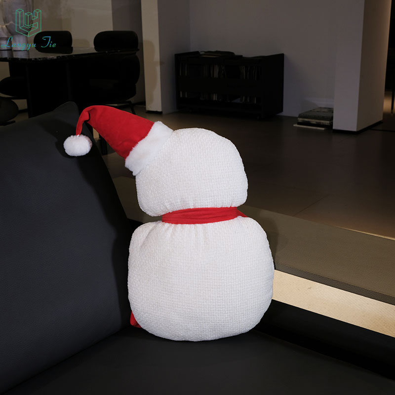 2026 Customizable Cute Cushions Chenille Christmas Cut Snowman Cushion Christmas Snowman Wear a Scarf and a Hat Throw Pillow