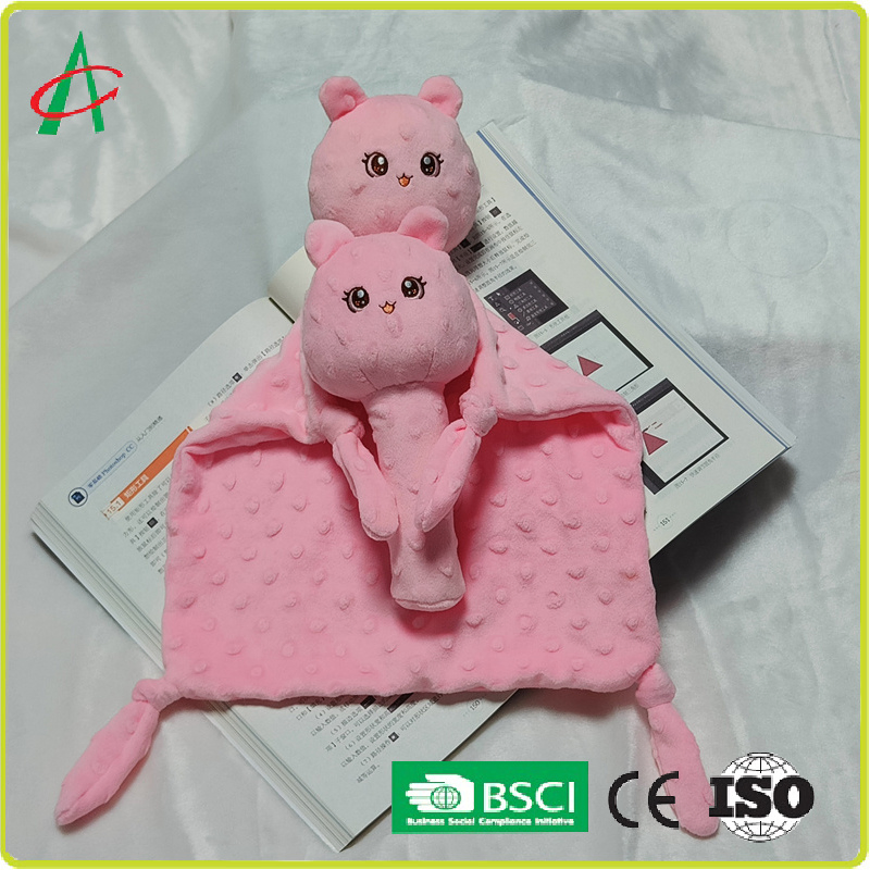 Customizable Pink Bear Towel Baby Plush Combination Toy