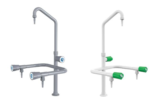 Deck Mounted Solid Brass PP Handle Triple Outlet Laboratory Faucet