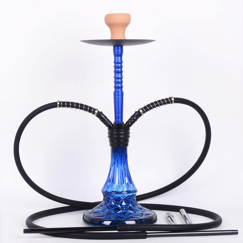 Factory Direct Glass Smoking Accessories Aluminum 2 Water Pipes Shesha Portable Shisha Set