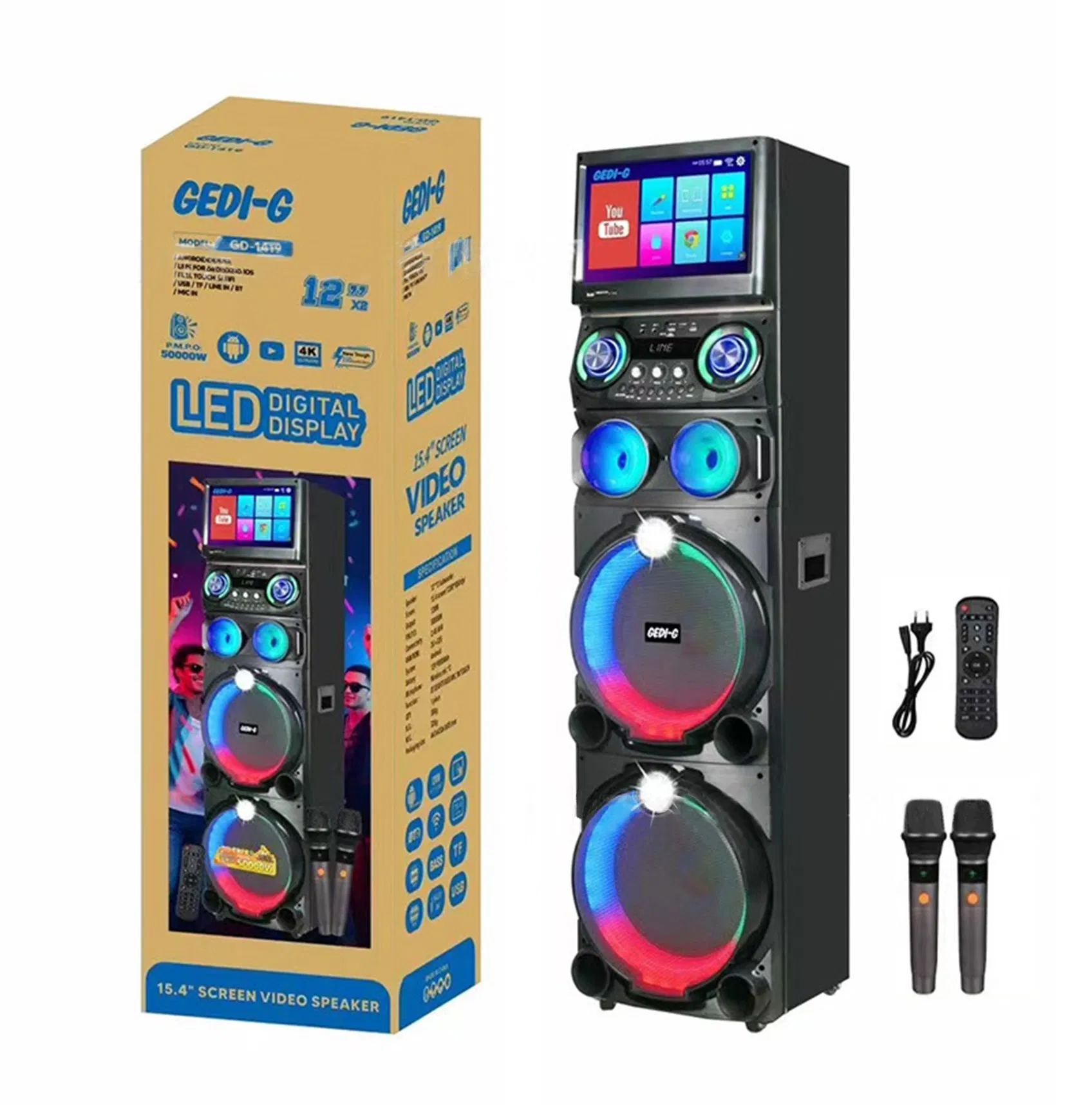 15.4" Outdoor KTV Multimedia Speaker 120W Subwoofer Android Karaoke Cinema Speaker