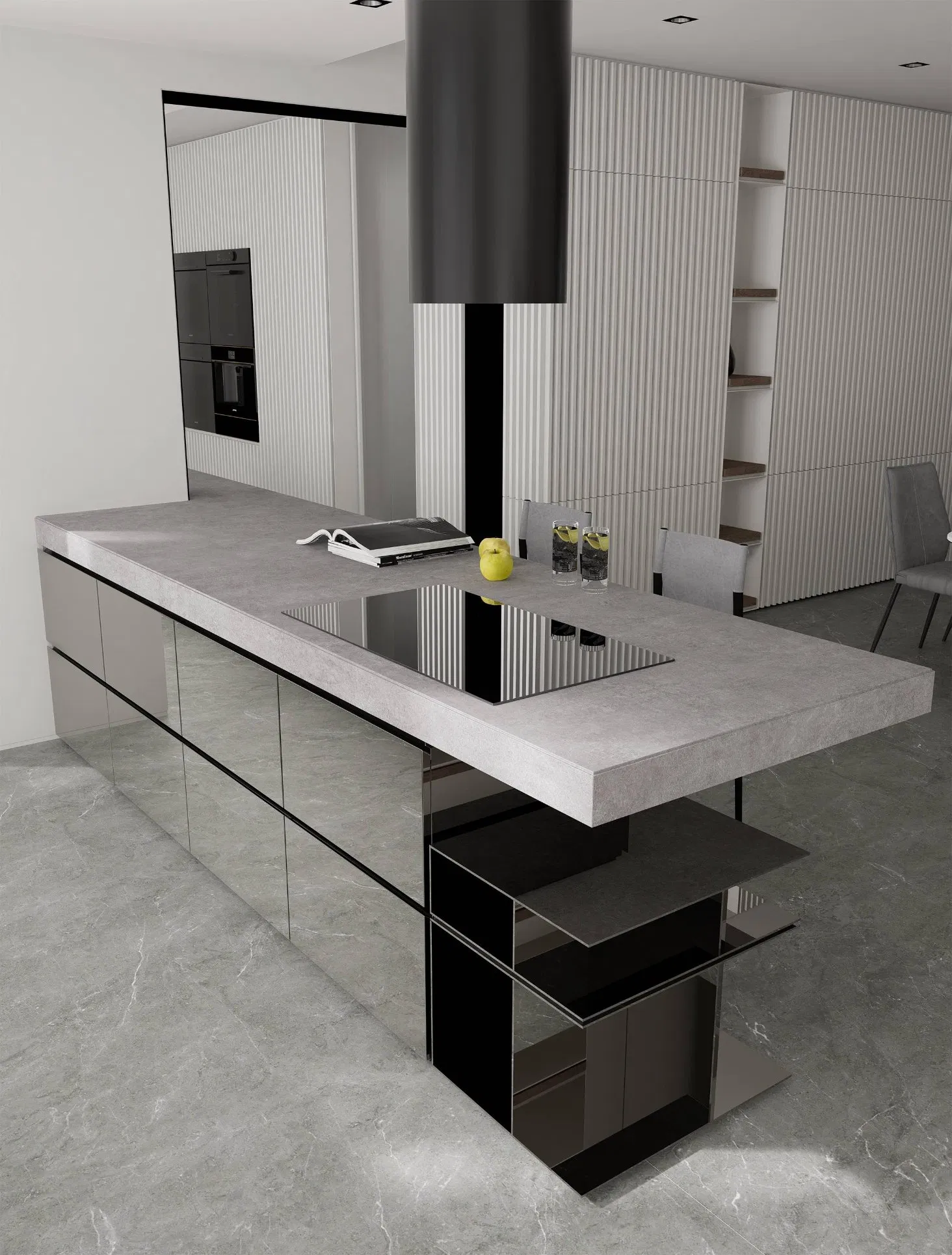 Large Format New York Grey Sintered Stone Countertop for interiors/indoor kitchen/bathroom/bar/table decoration