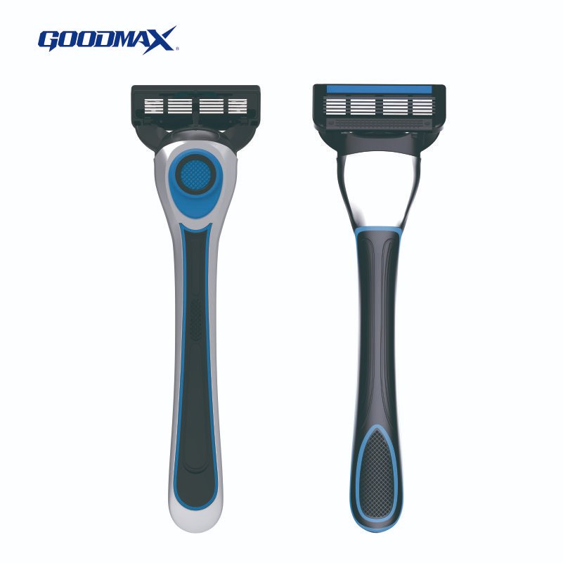6 Blade Changeable Head Razor Open Back Design Metal Handle