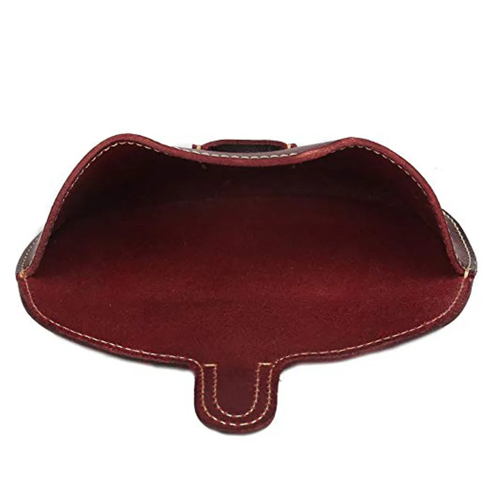 Premium Leather Accessory Wine Color Eyeglass Storage Box Vintage Leather Eyeglass Case