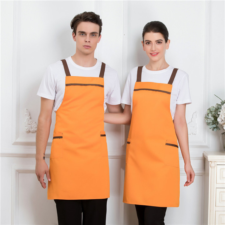 Stylish Color Block Kitchen Apron with Pockets for Chefs