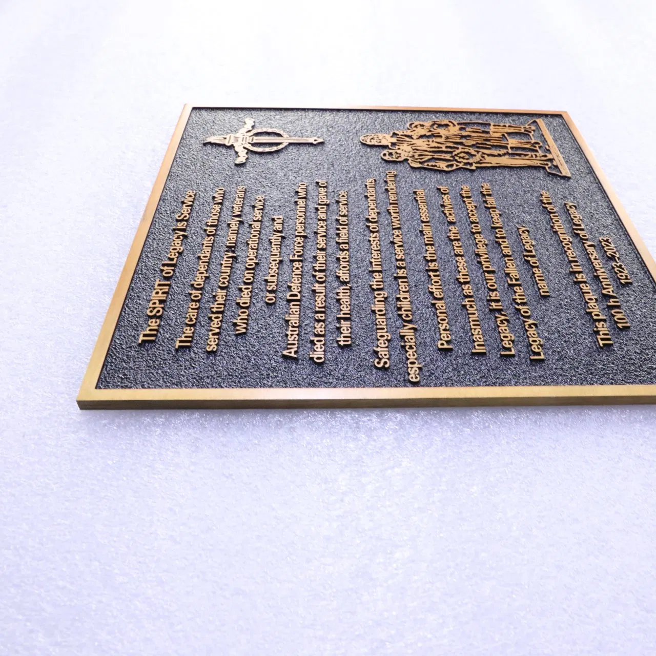 Brass Relief Sign Plate with Letter and Image on Face