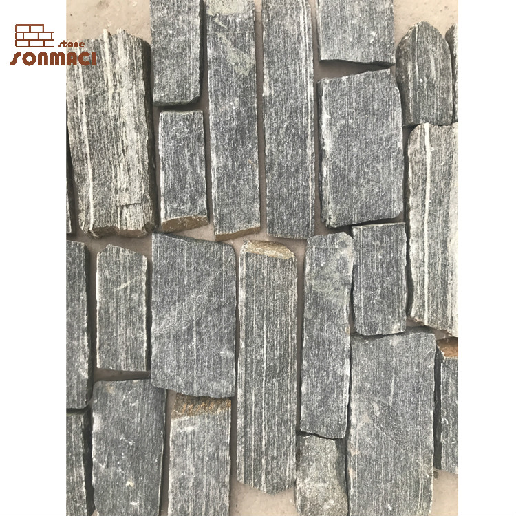 Natural Masonry Slate Black Color Castle Wall Stone