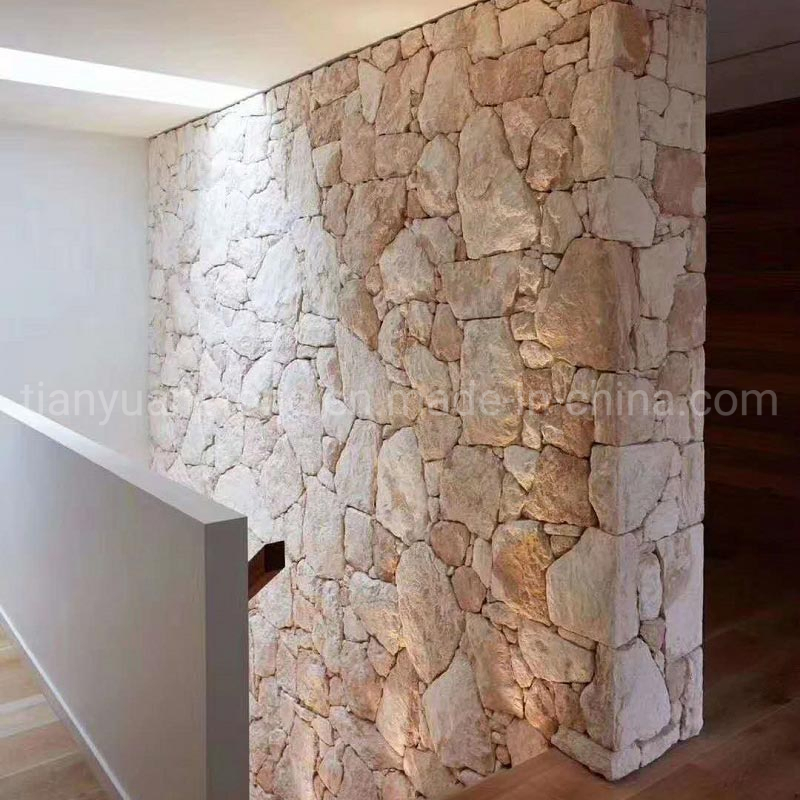 Yellow Beige Black Natural Limestone Panel for Exterior Garden Retaining Castle Villa Curtain Feature Wall