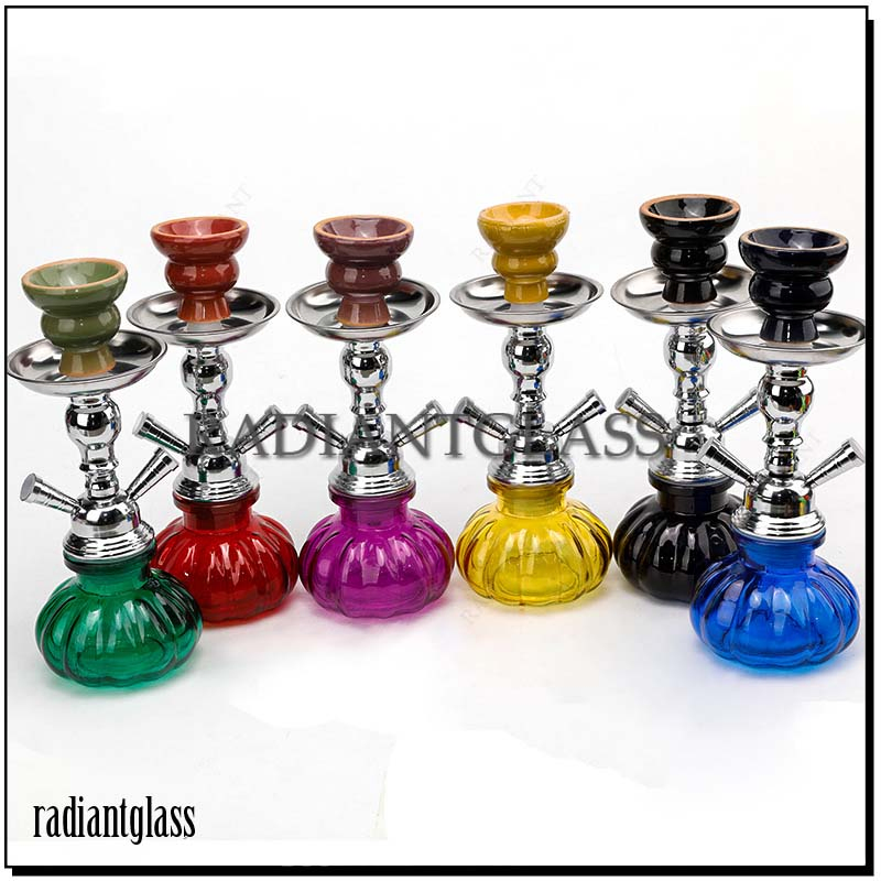 Hookah Set Mini Double Tube 26*10.5cm Mix Color Water Smoking Pipe Shisha Hookah Pipe