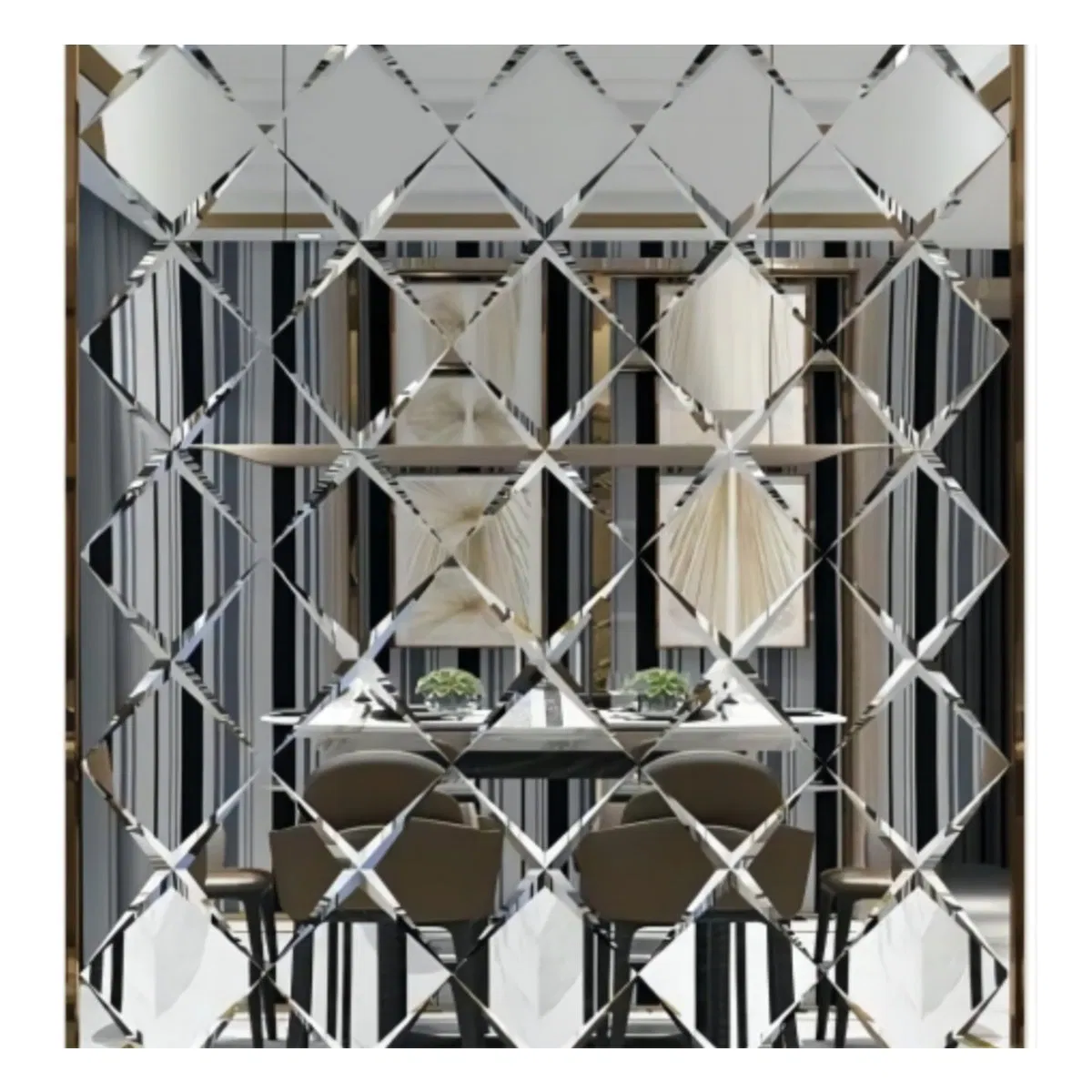 Background Decoration Glass Beveled Mirror Mosaic Tiles Mirror Wall