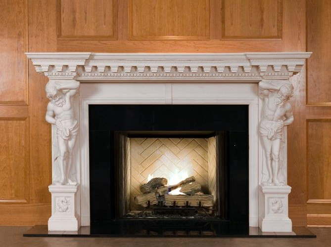 New Special Grey Wood Marble Fireplace Mantels & Surrounds
