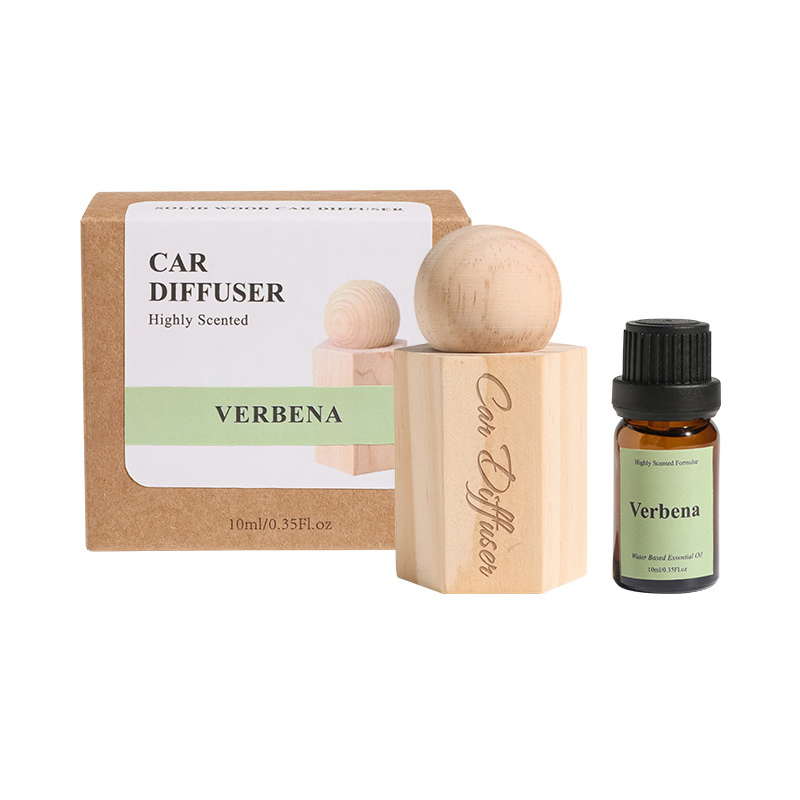 Compact Wooden Car Fragrance Diffuser with Refillable Oil Bottle