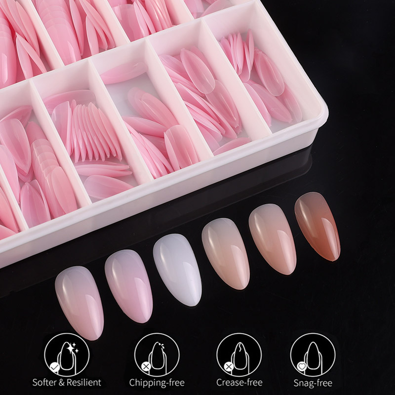 Wholesale Fake Nail Acrylic Short Round Gradient White Press on Nails for Nail Art