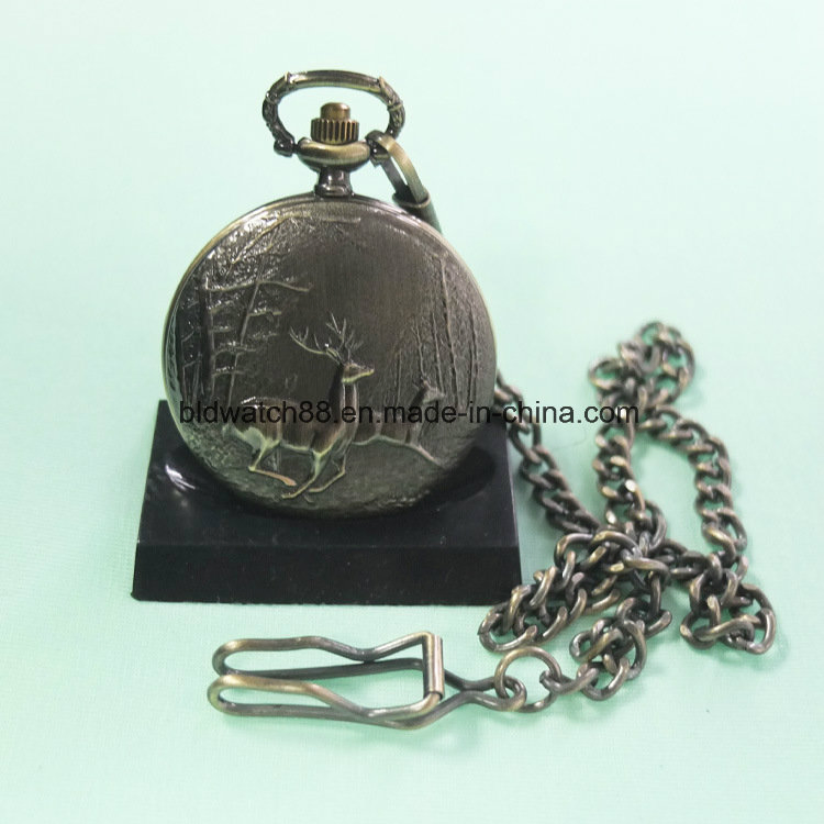 Quartz Alloy Pocket Watch with Deer