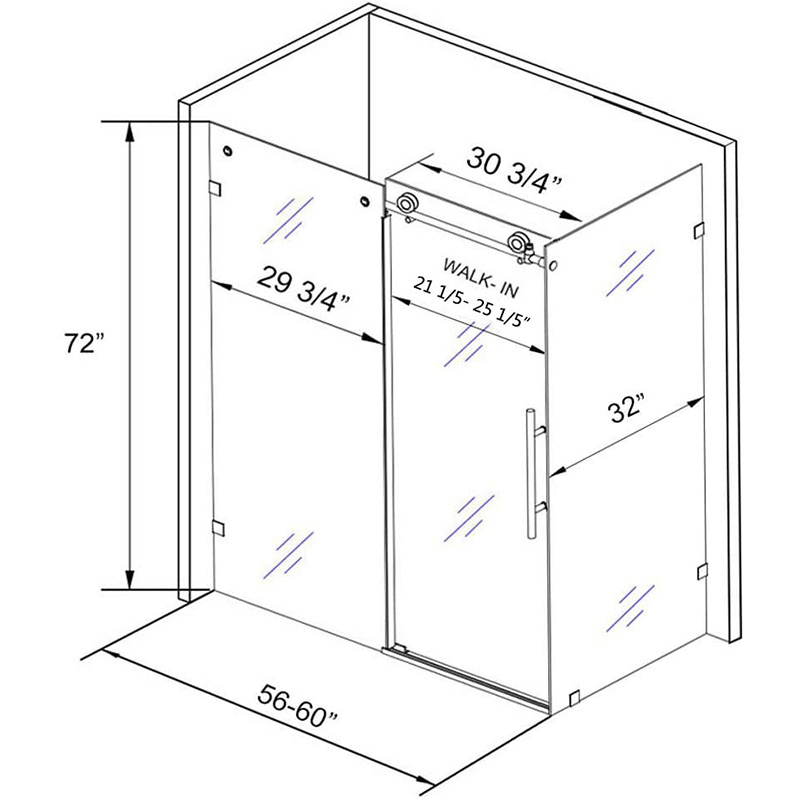 Stylish Frameless Corner Shower Door with Fixed Glass Panel