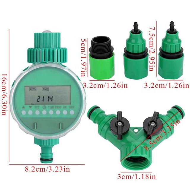 Drip Irrigation Timer Controller System+ Y Splitter to 7/11mm Water Tubing