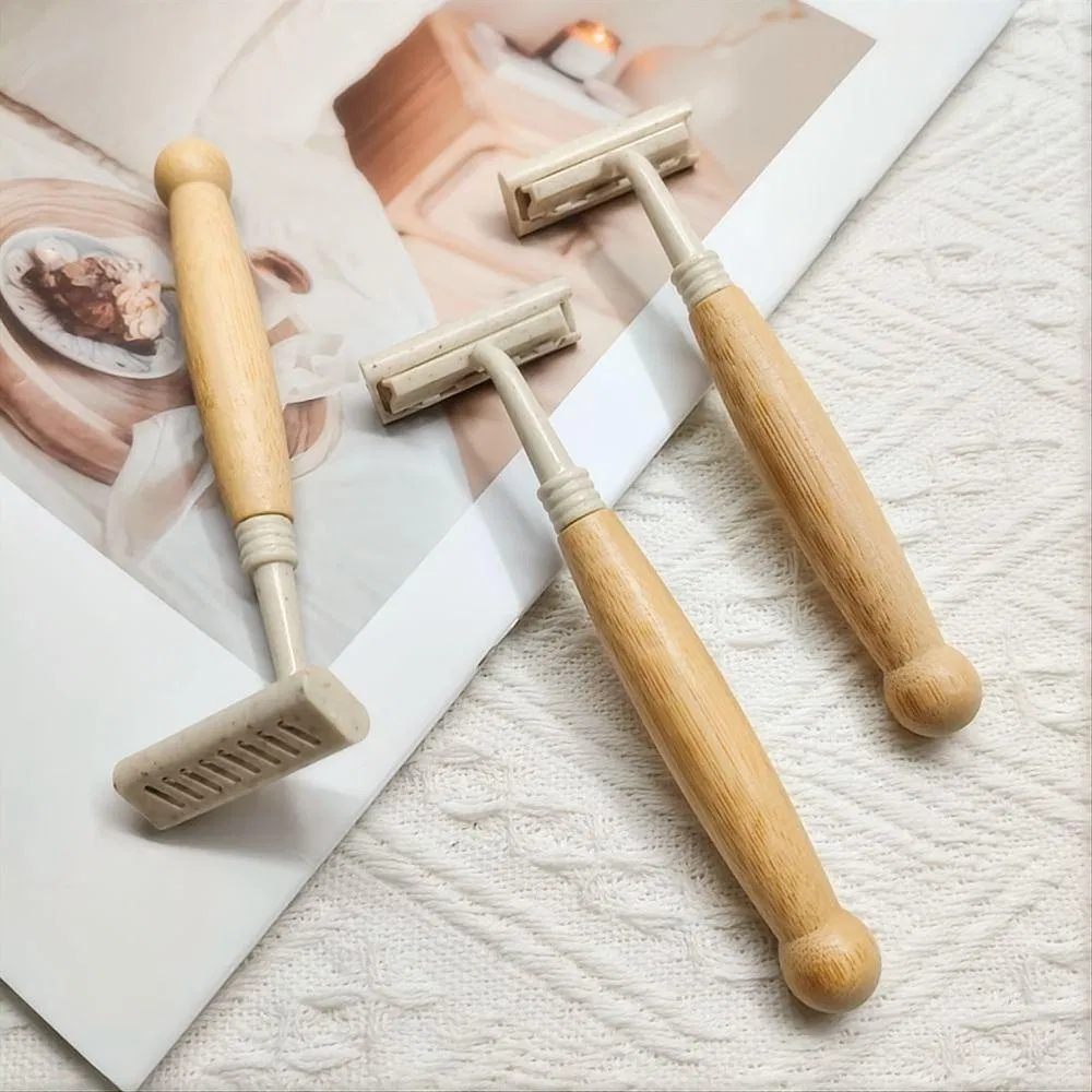 Biodegradable 2 Blade Disposable Razor Eco-Friendly Natural Bamboo Handle Shaving Razor