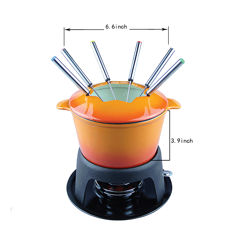 16.7cm Enamel Cast Iron Cookware Cast Iron Fondue Manufacturer From China Fondue