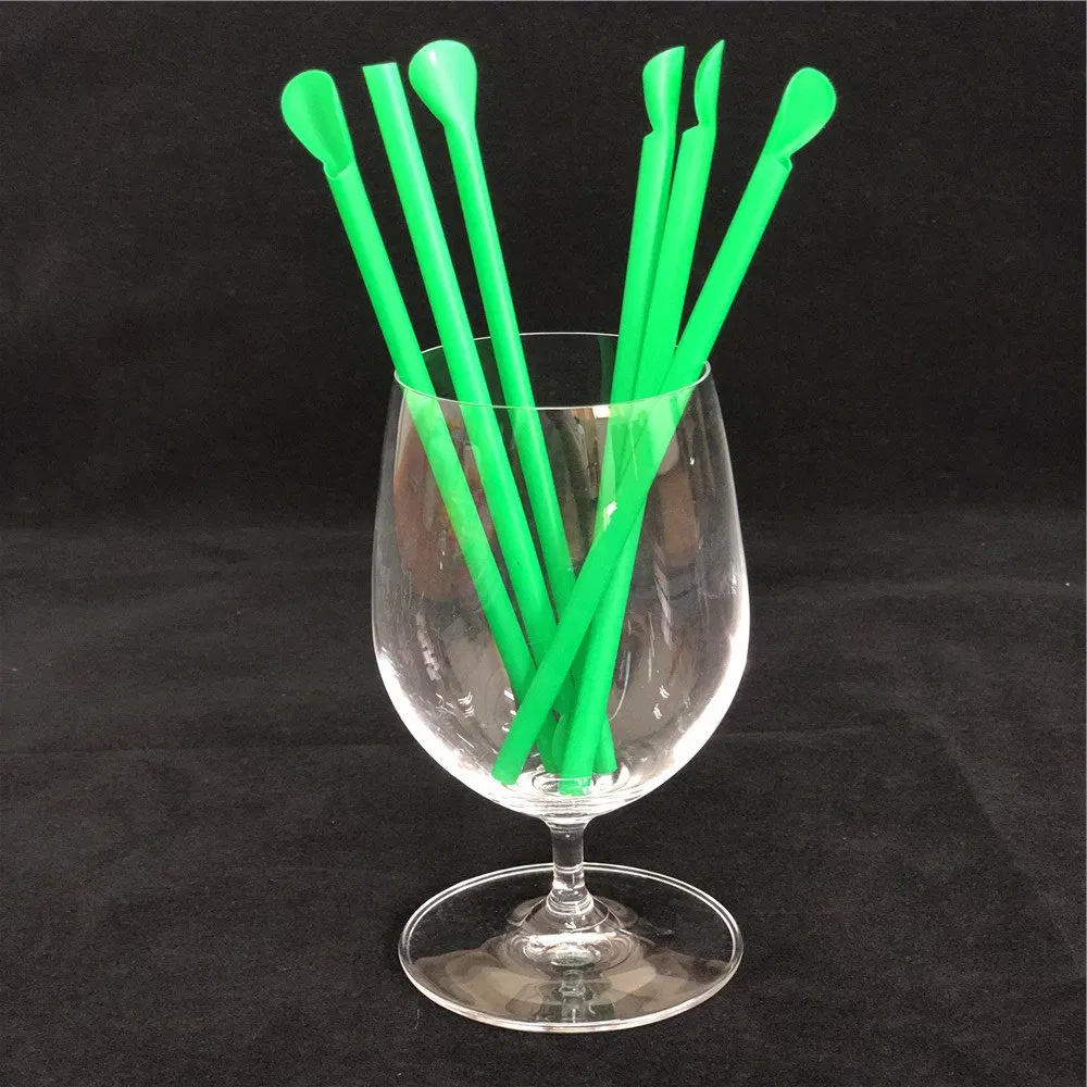 Wholesale Biodegradable Eco Natual Material Colorful PLA Spoon Straws for Coffee Milk Drinking