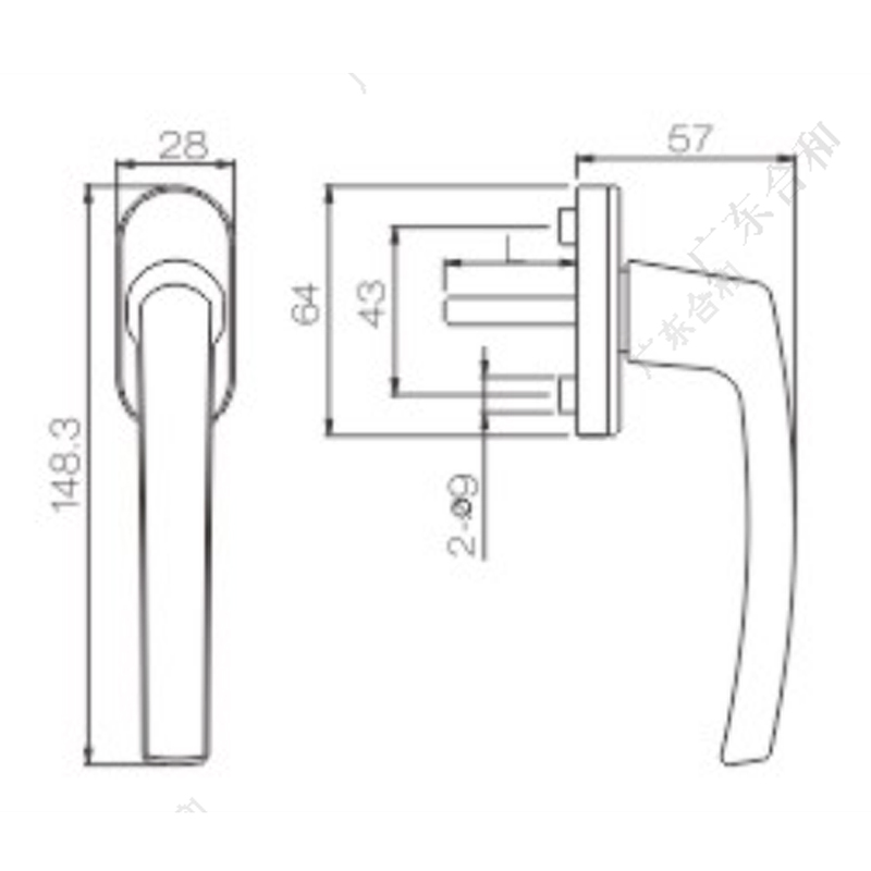 3h High Quality Window Handle for UPVC Window Pcz01