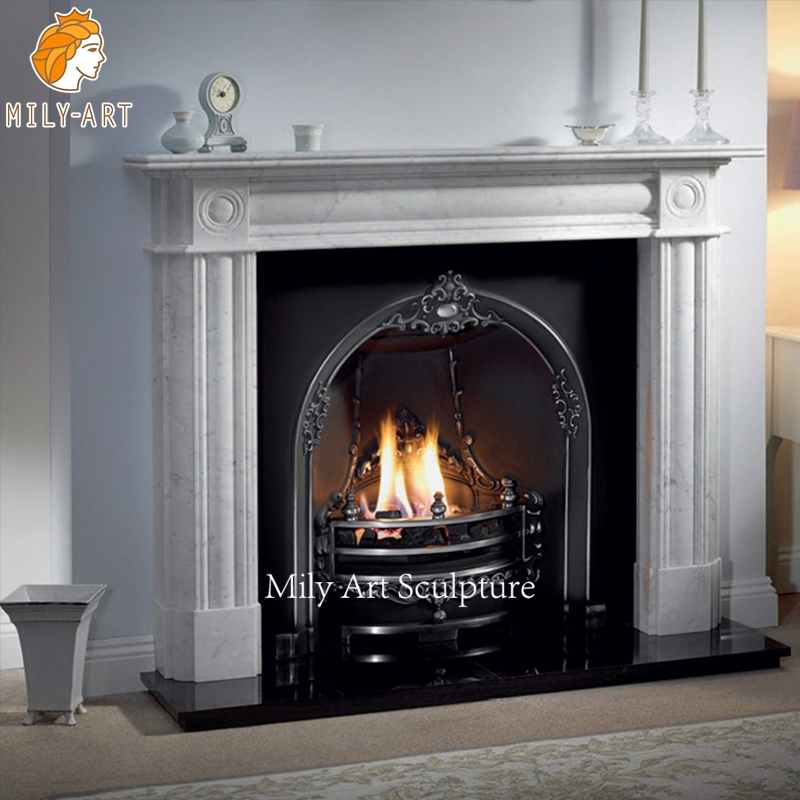 Modern Style Indoor White Marble Fireplace Surround Mantel for Sale