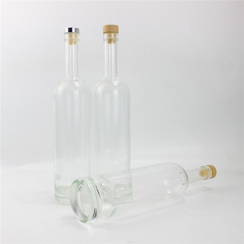 Wholesale 500ml 750ml 1L Transparent Empty Gin Whiskey Liquor Brandy Vodka Wine Glass Bottle