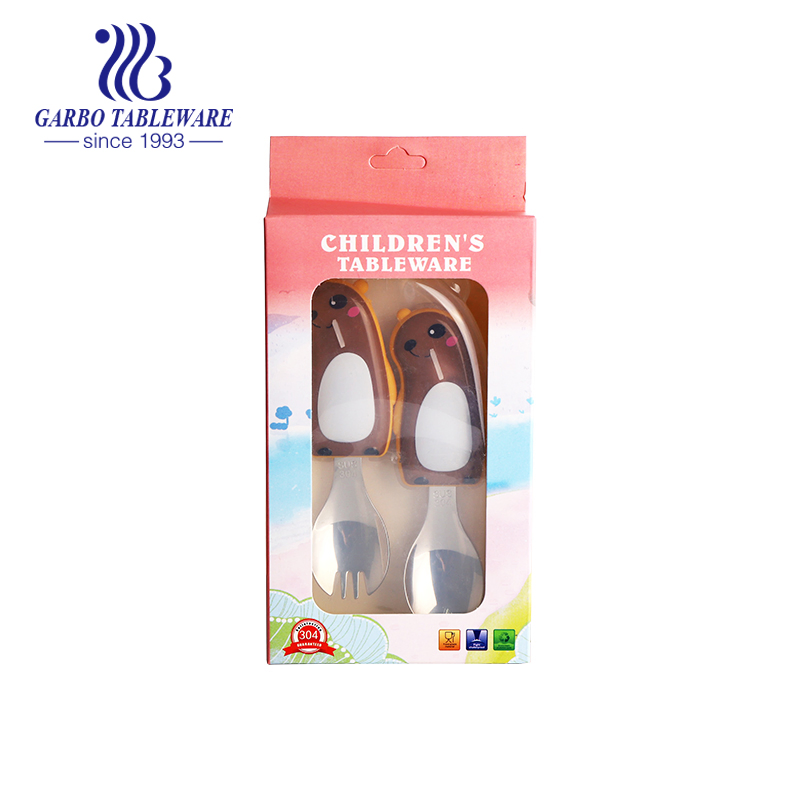 Promotion Cute Cutlery Set Adorable Kids 304ss Silver Dinnerware Set Spoon Decorative ABS Handle