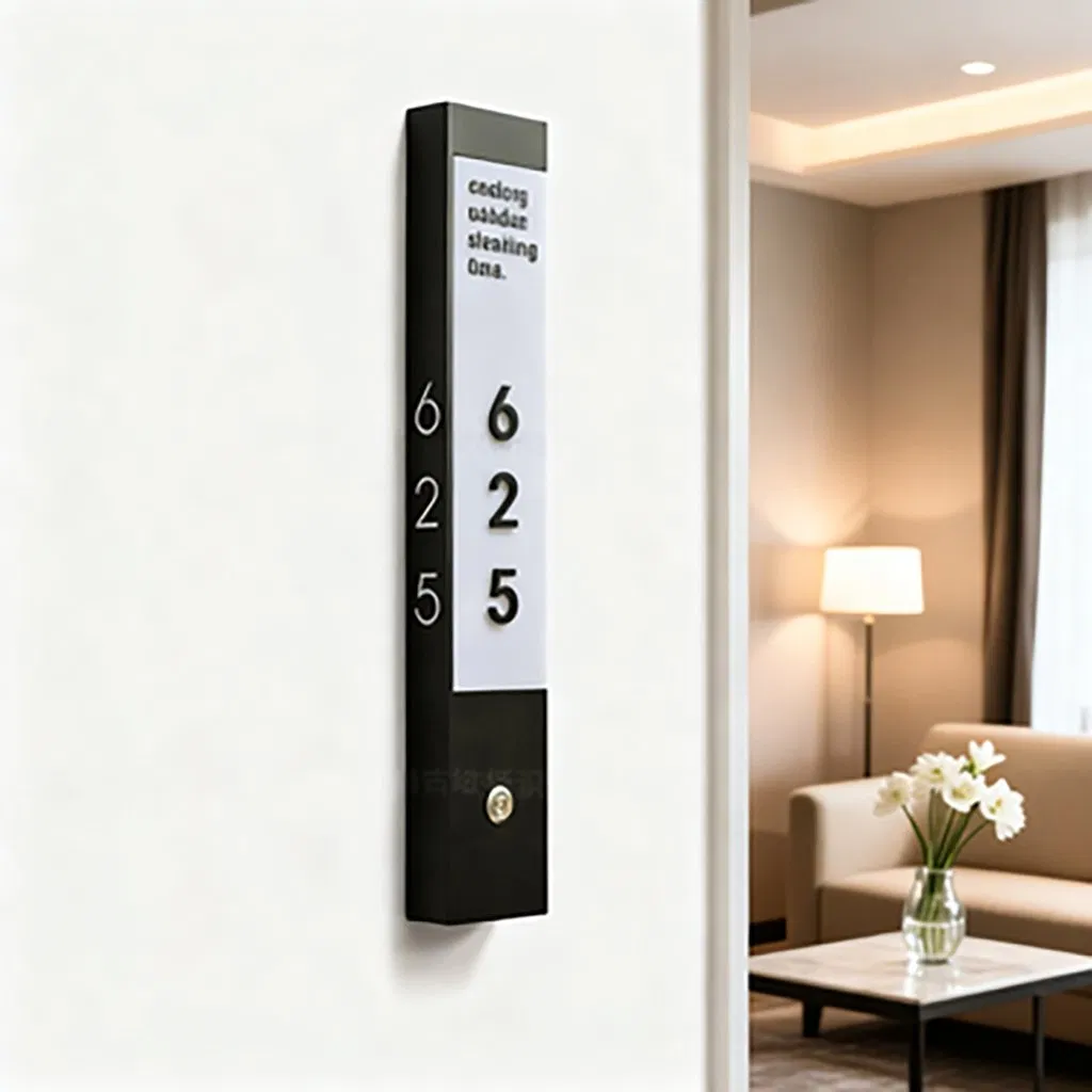 Customized LED Panel Stainless Steel Apartment Acrylic Hotel Door Sign LED Light Hotel Room Number Side View Illuminated Sign