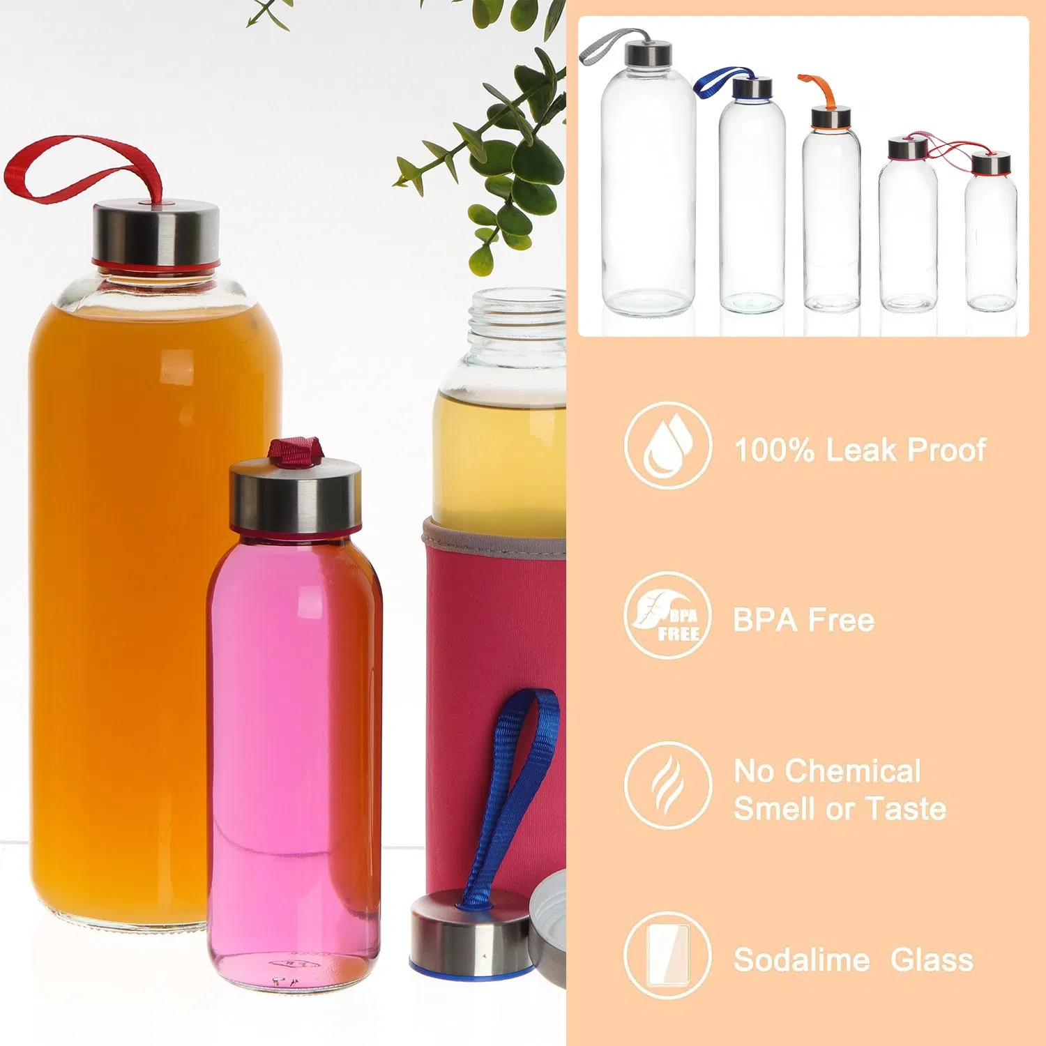 Custom Logo Custom Size Logo Style Drinking Sports Glass Water Bottle