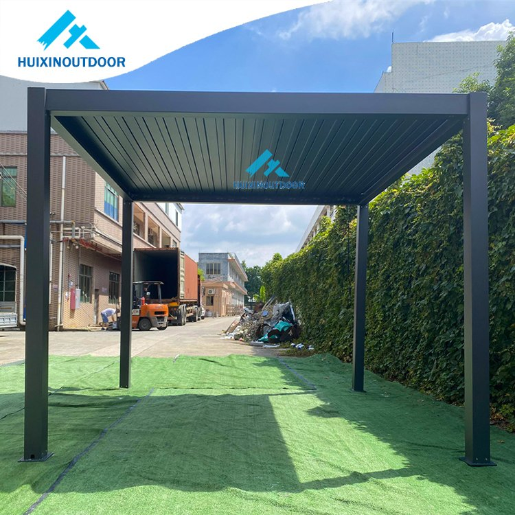 Louvre Pergola Outdoor Tent with Metal Glass Sliding Roof Gazebo