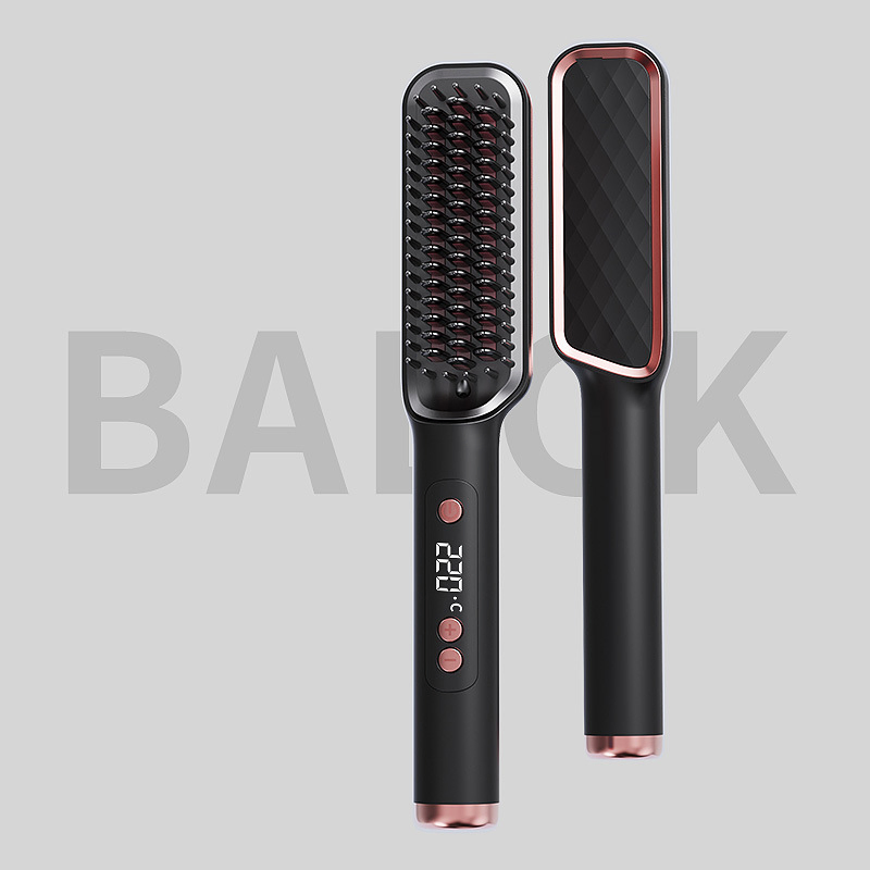 Wireless Ceramic Plate Hair Straightener Anti-Scald Design with LED Display Negative Ion Hot Hair Brush Hair Curler Comb