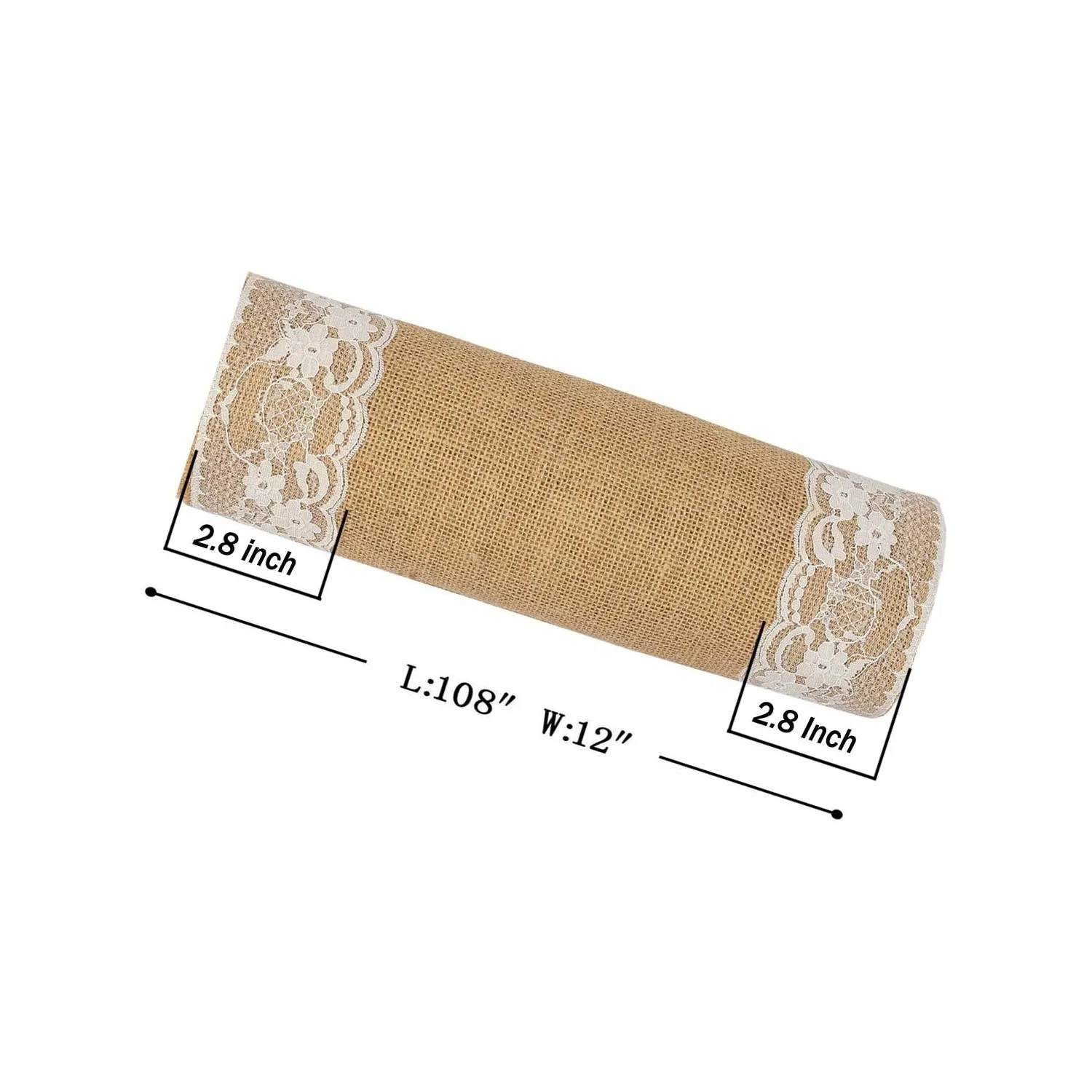 12 Inch Lace Burlap Table Runner Jute Table Cover