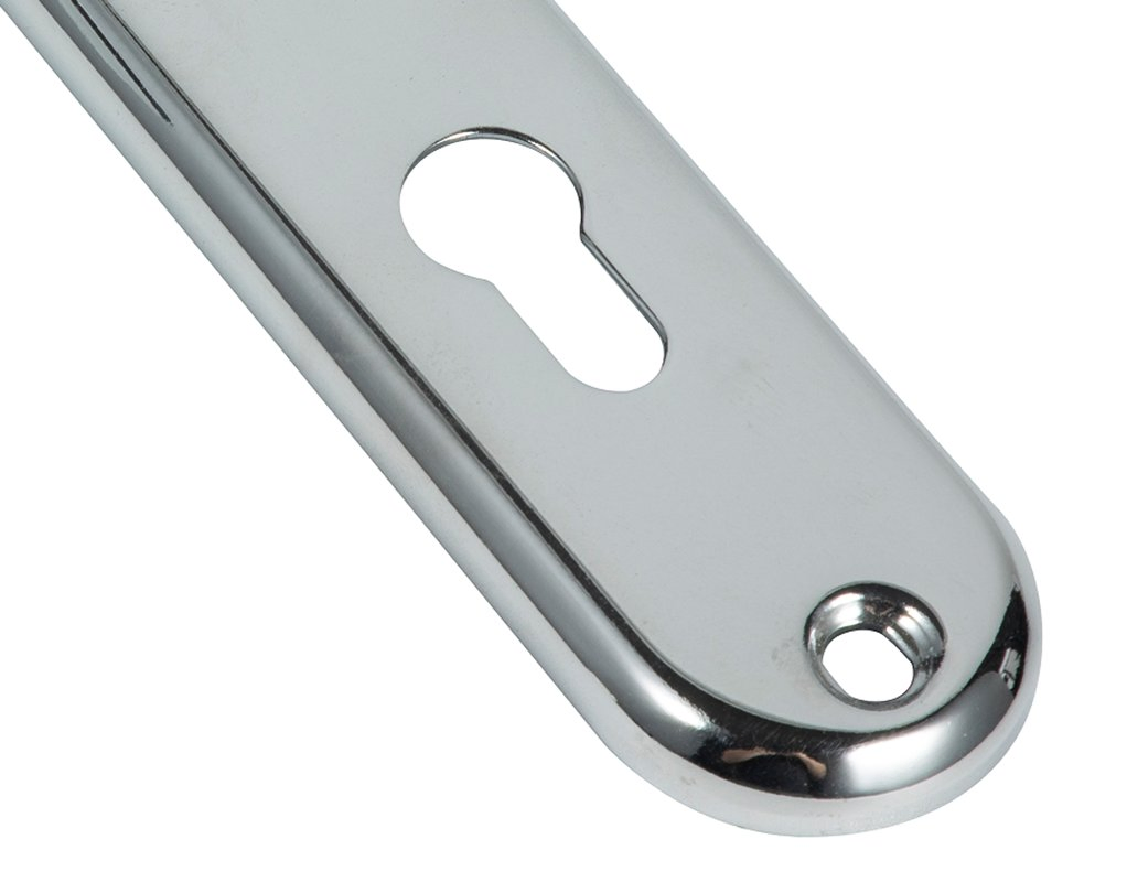 Door Lock Plate with Lever, Chrome Plated