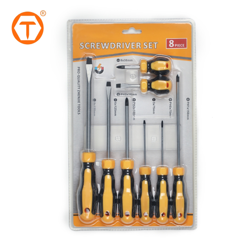 Portable Handy Tools 8PCS Magnetic Tip Screwdriver Set with Cushion Grip