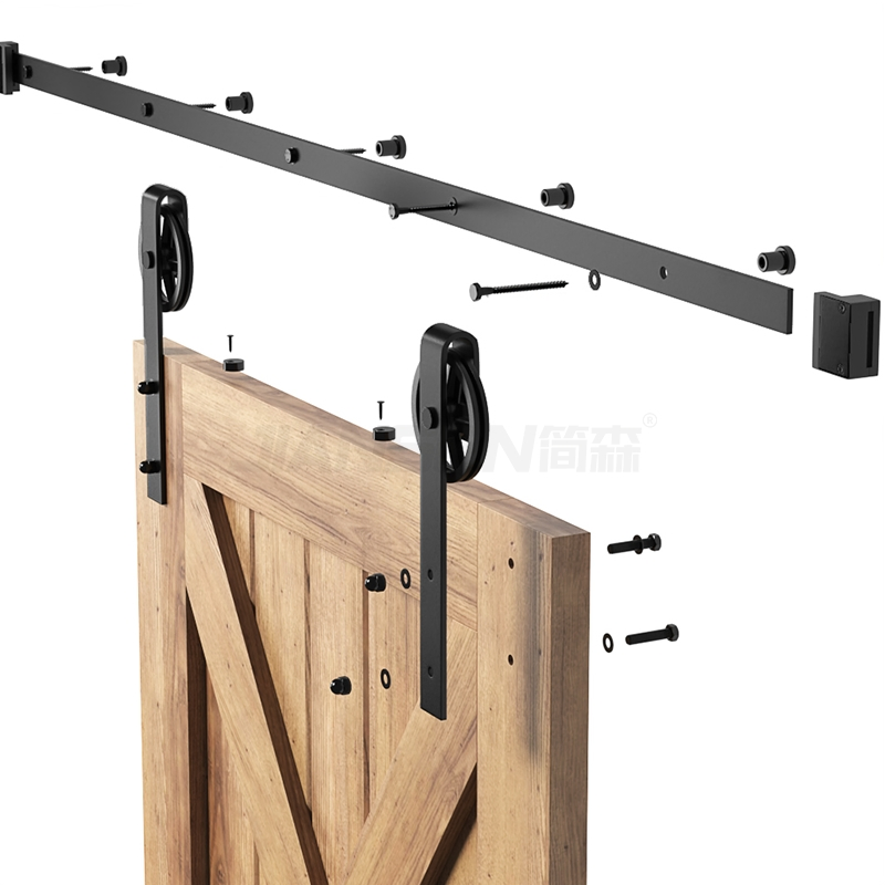 Premium Heavy-Duty Black Carbon Steel Sliding Barn Door Kit
