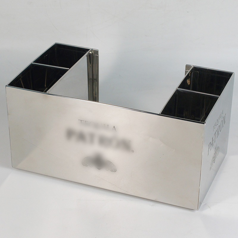 Jose Cuervo 304 Stainless Steel Multi Functional Metal Napkin Holder Tissue Box Straw Organizer Bar Caddy for Caperdonich Calvados Boulard