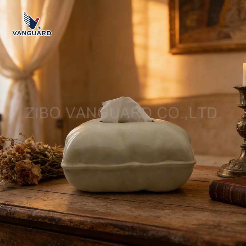 Ins Rectangular White Napkin Box Creative Ceramic Tissue Box for Home Decor